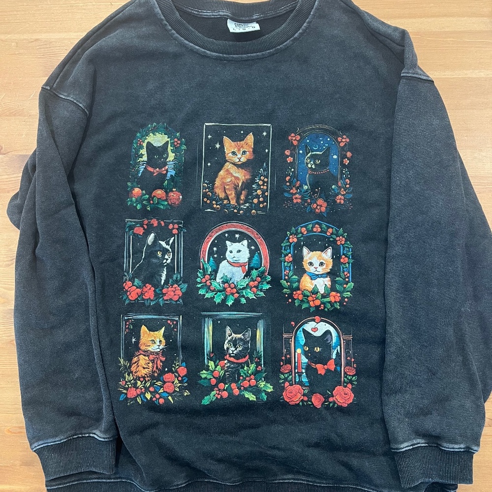 Vintage wash Christmas cats sweatshirt